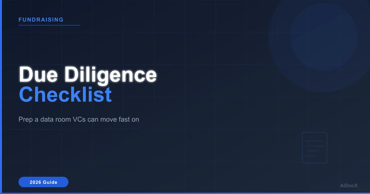 Startup Fundraising Due Diligence Checklist 2026: The Complete List