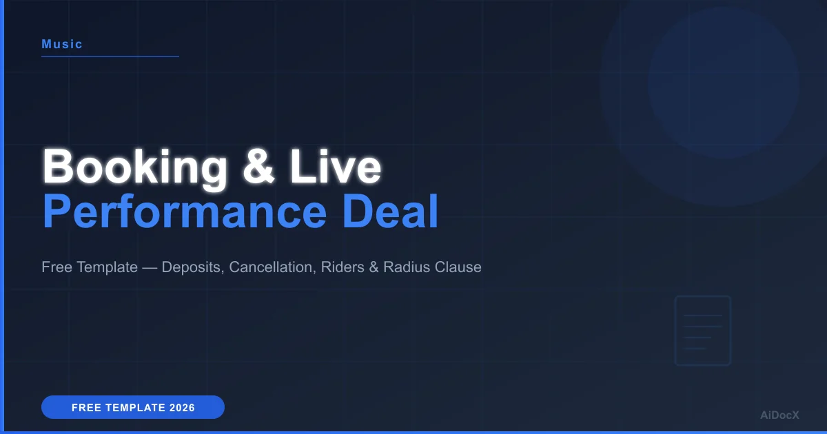 Artist Booking & Live Performance Agreement Template (2026): Free Template + Rider Basics