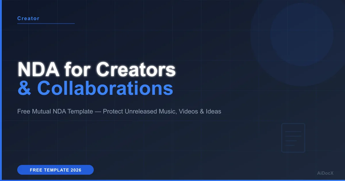 NDA for Creators & Collaborations (2026): Free Template for Unreleased Music, Videos & Ideas