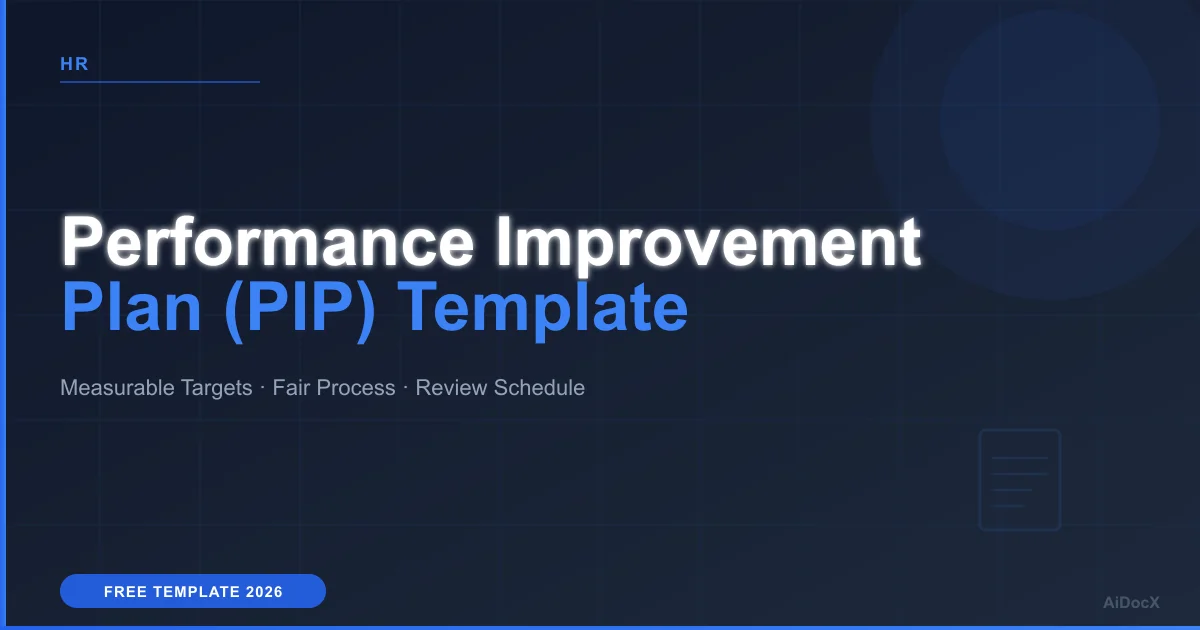 Performance Improvement Plan (PIP) Template (2026): Structure, Fair Process & Free Example
