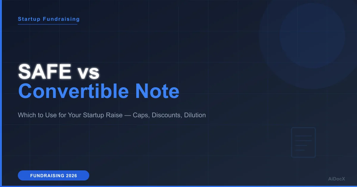 SAFE vs Convertible Note: Which Should Your Startup Use to Raise (2026)