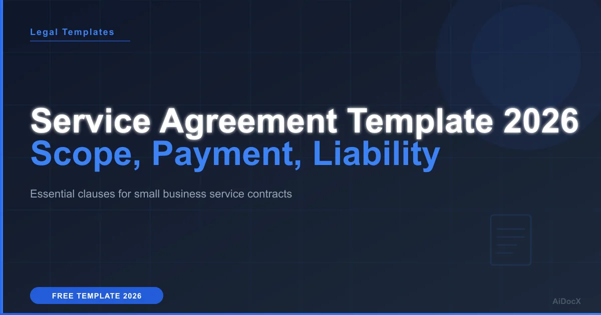 Service Agreement Template 2026: Scope, Payment & Liability