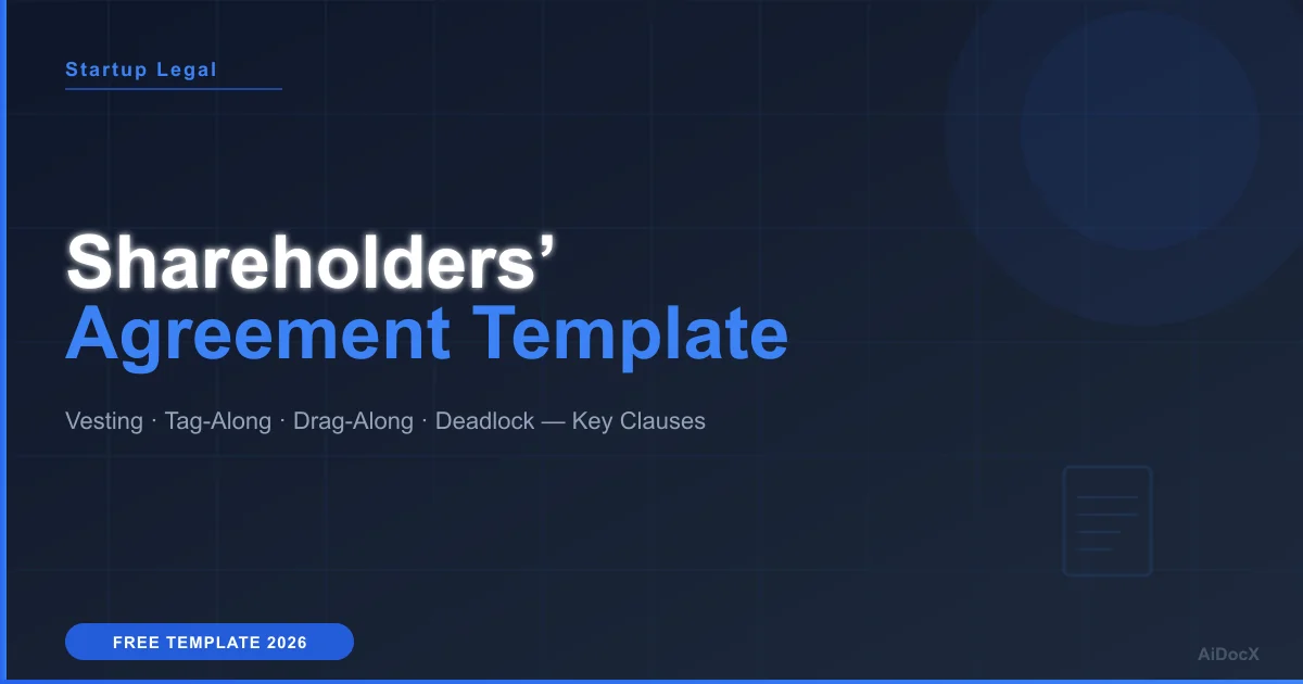 Shareholders' Agreement Template (2026): Key Clauses Every Startup Needs