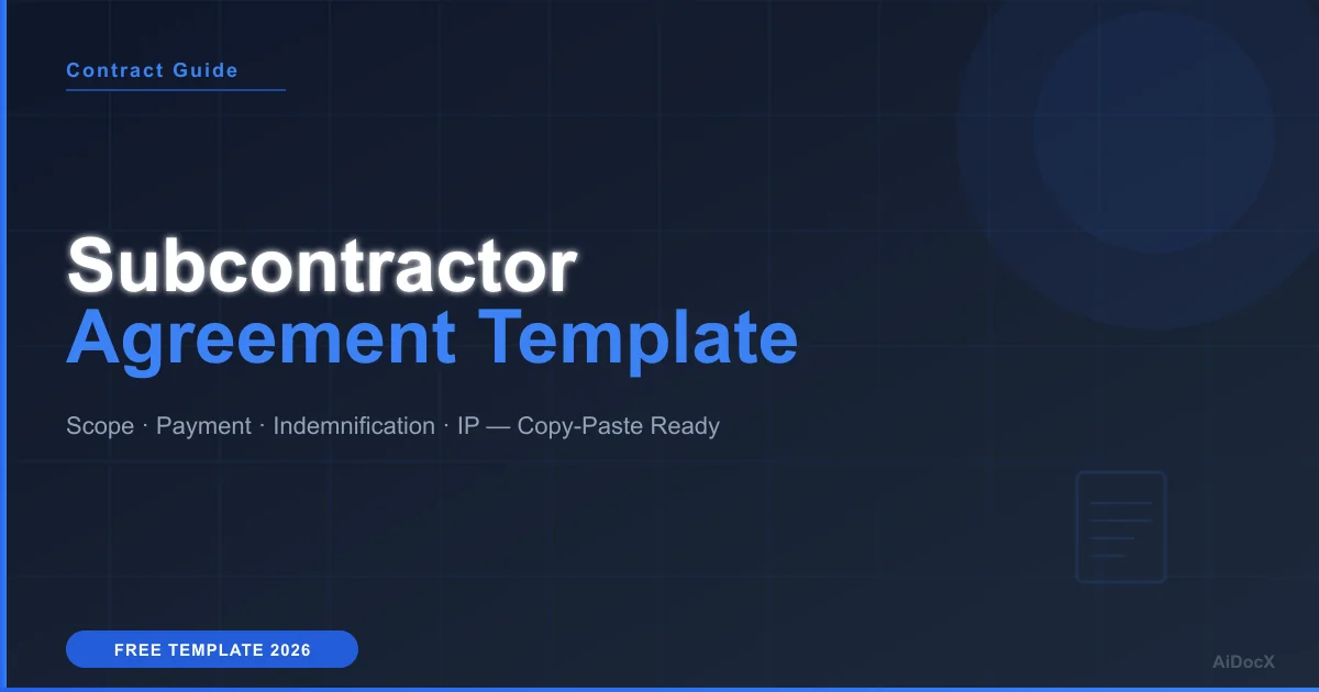 Subcontractor Agreement Template 2026: Clauses + AI Generator