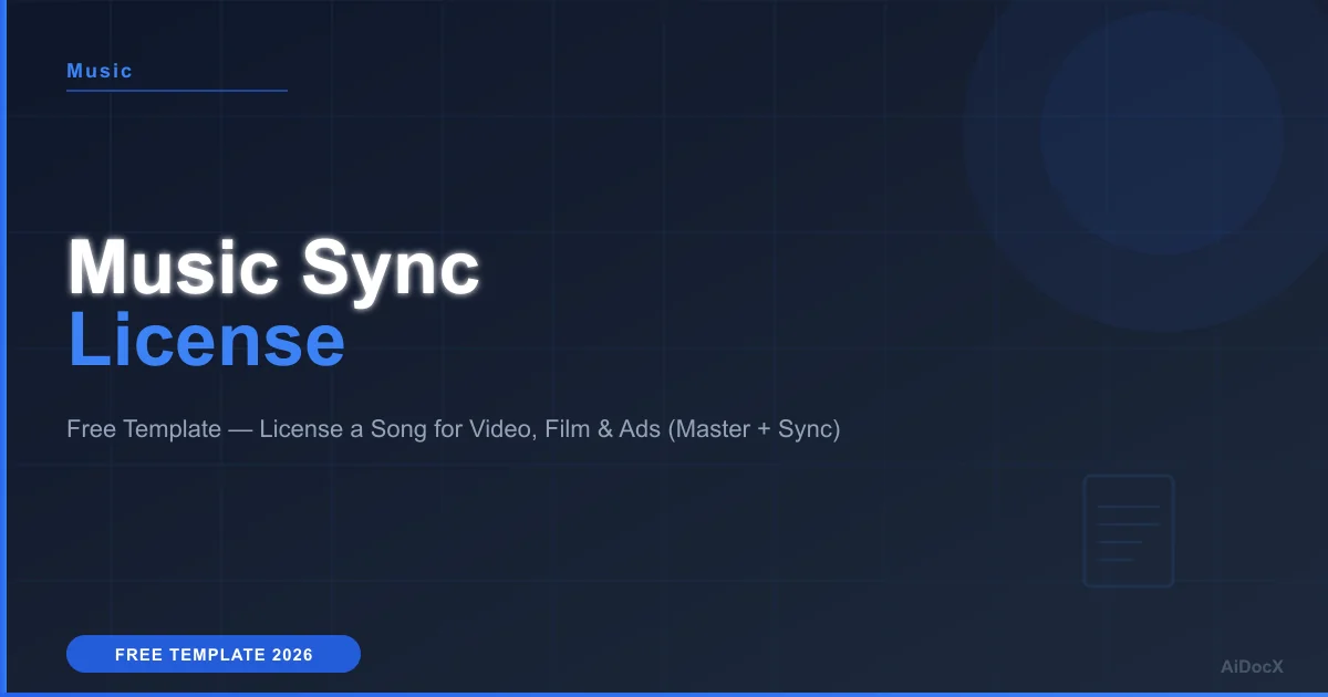 Music Sync Licensing Agreement Template (2026): License a Song for Video, Film & Ads