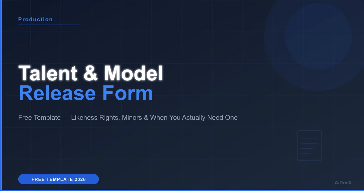 Talent & Model Release Form Template (2026): Free Template + When You Actually Need One