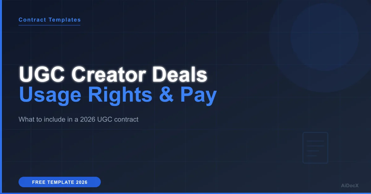 UGC Creator Agreement Template: Rights, Exclusivity & Payment (2026)