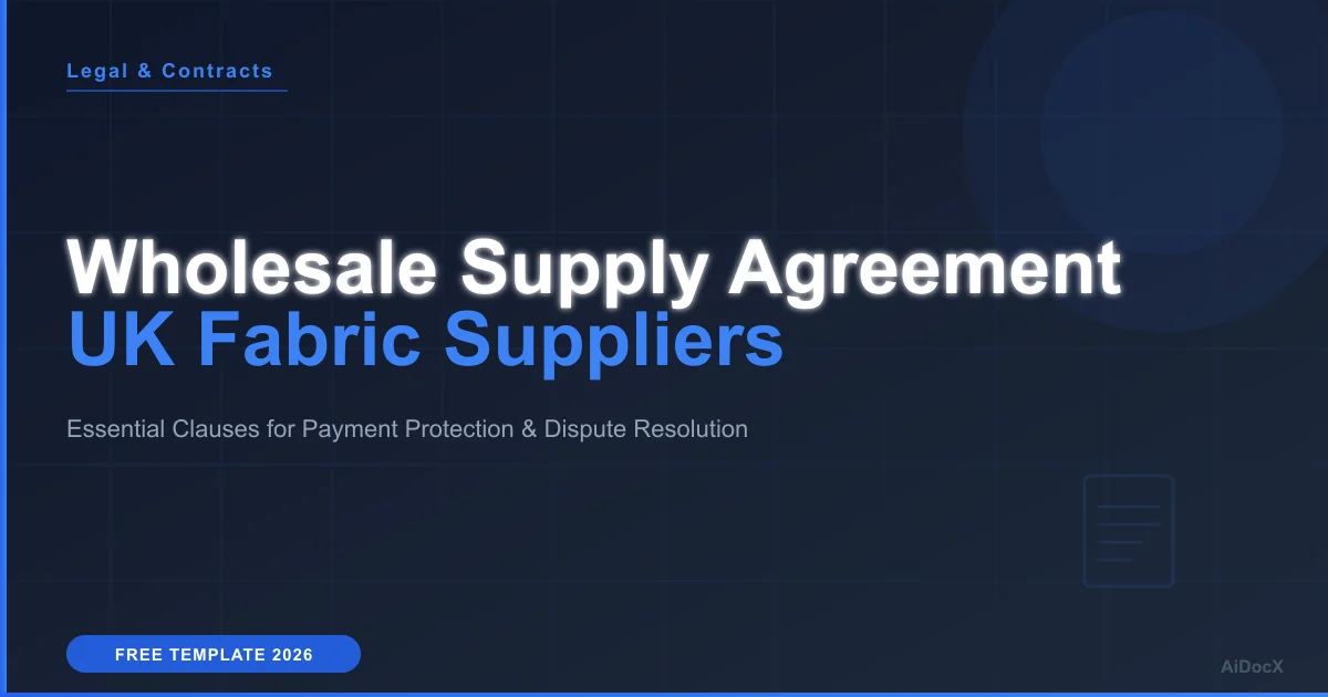 UK Wholesale Supply Agreement: Protect Fabric Suppliers 2026