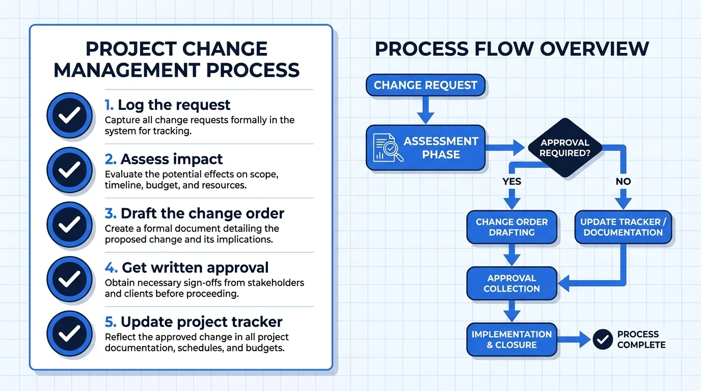 Checklist diagram of the change-order workflow