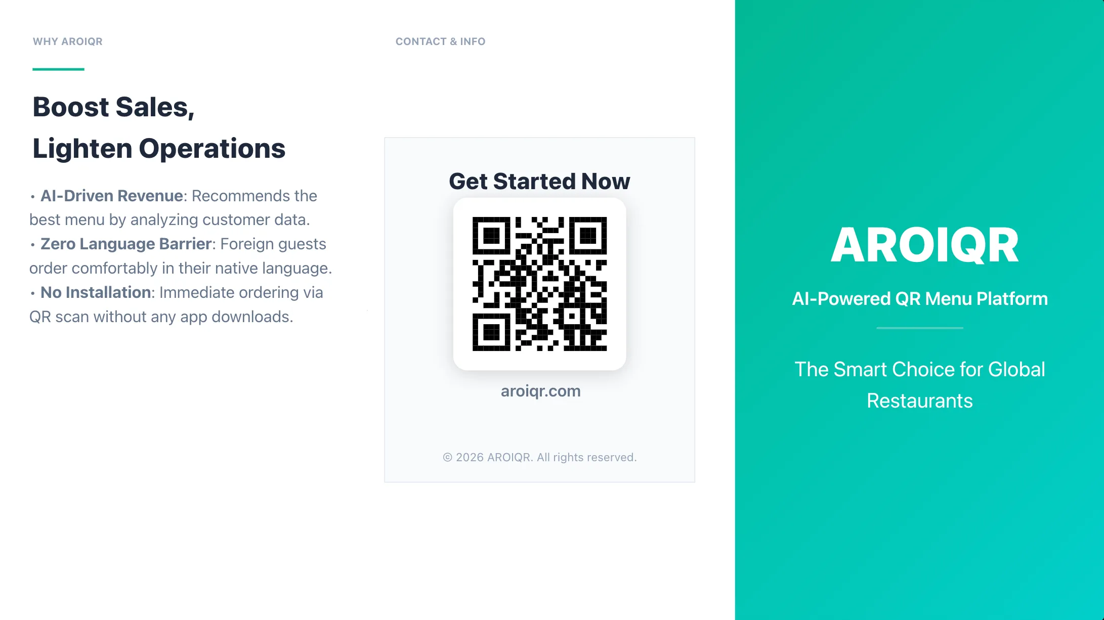 Completed AI brochure with cover page, QR code, and professional branding