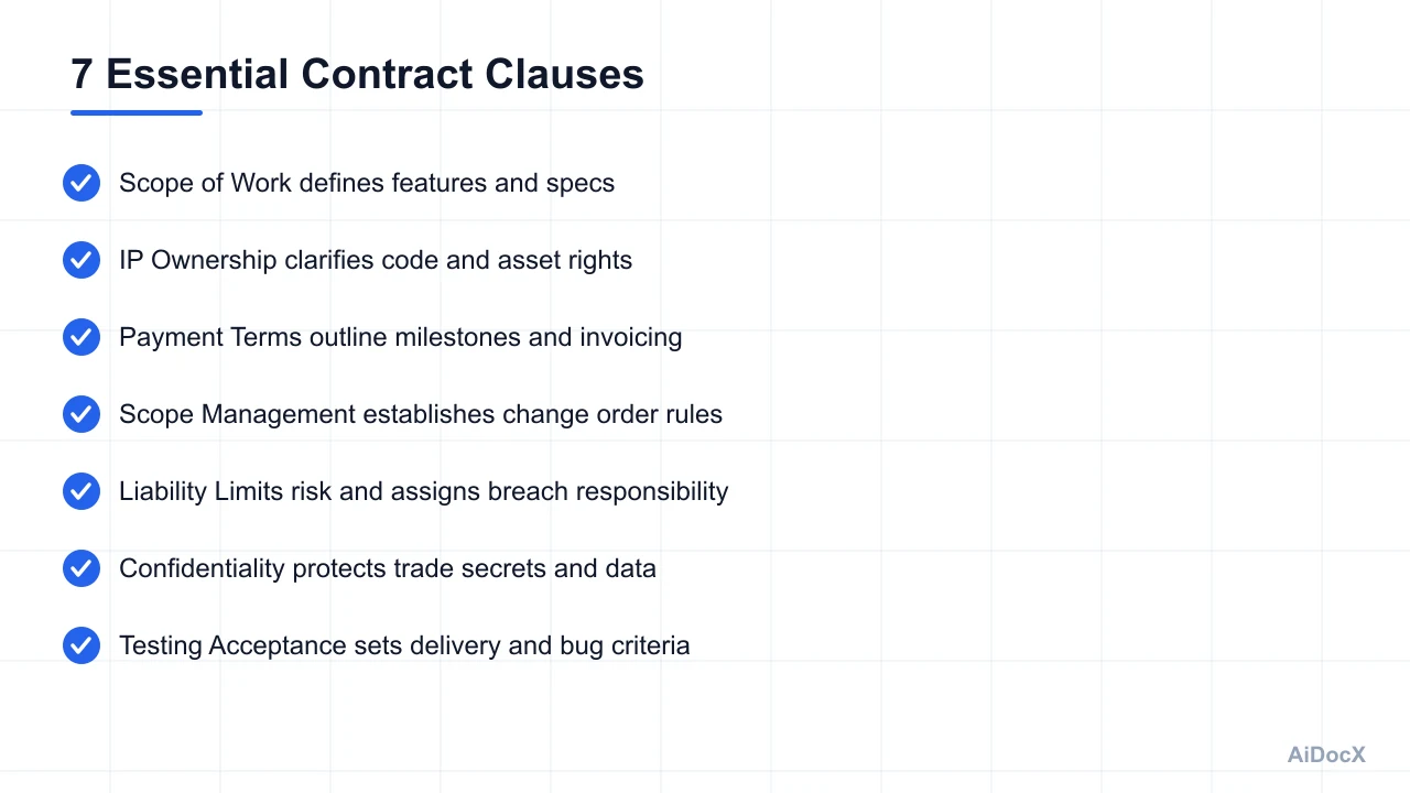 Checklist of essential contract clauses