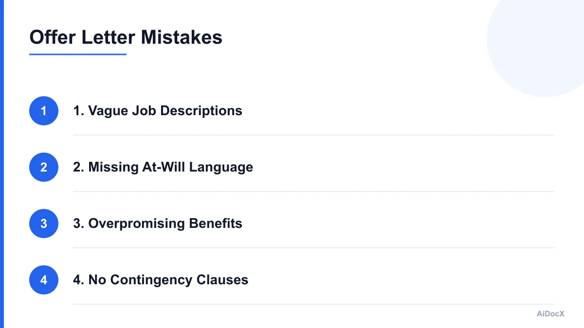Infographic showing common mistakes in hiring contracts