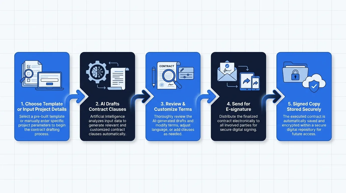 Freelance contract workflow from draft to signed document