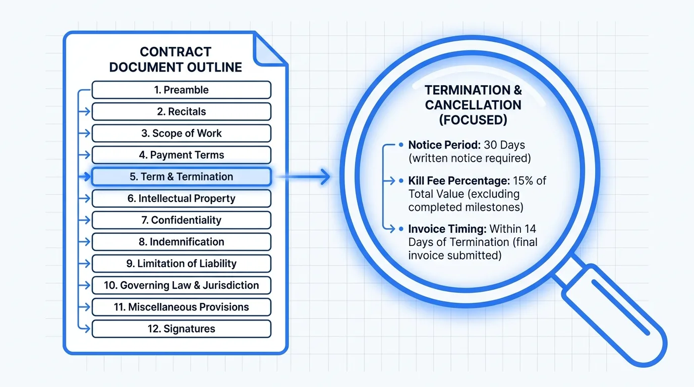 Contract clause placement diagram