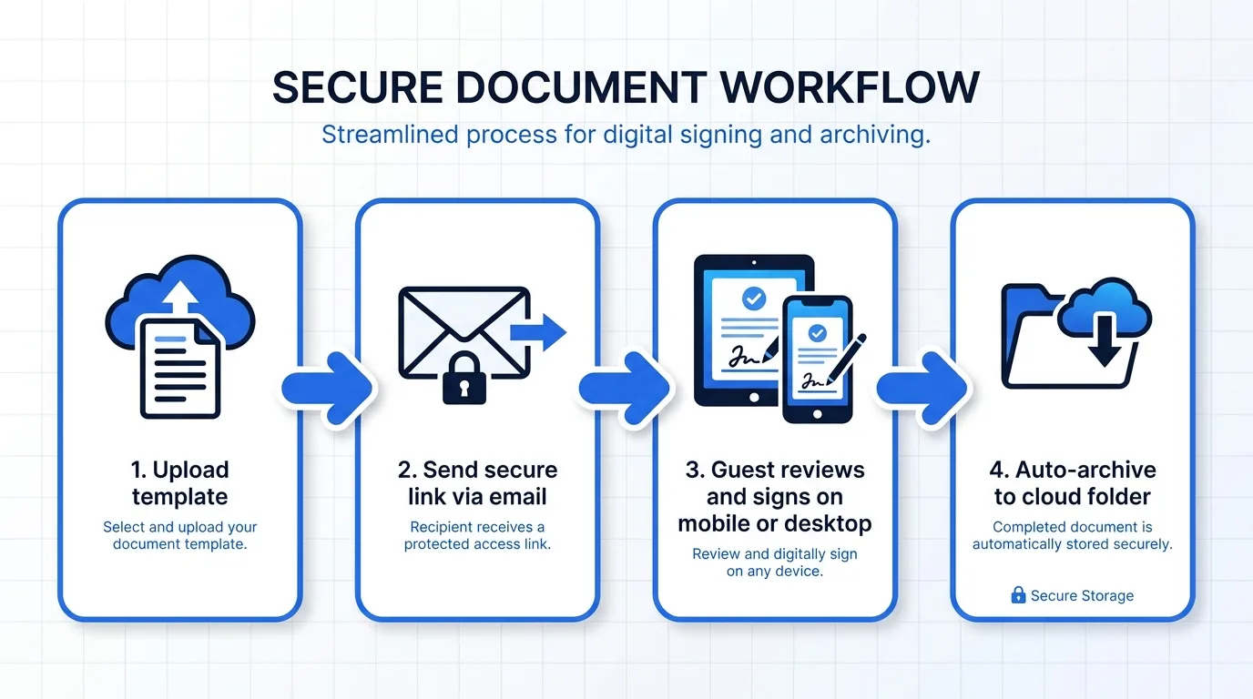 Workflow diagram for collecting guest signatures
