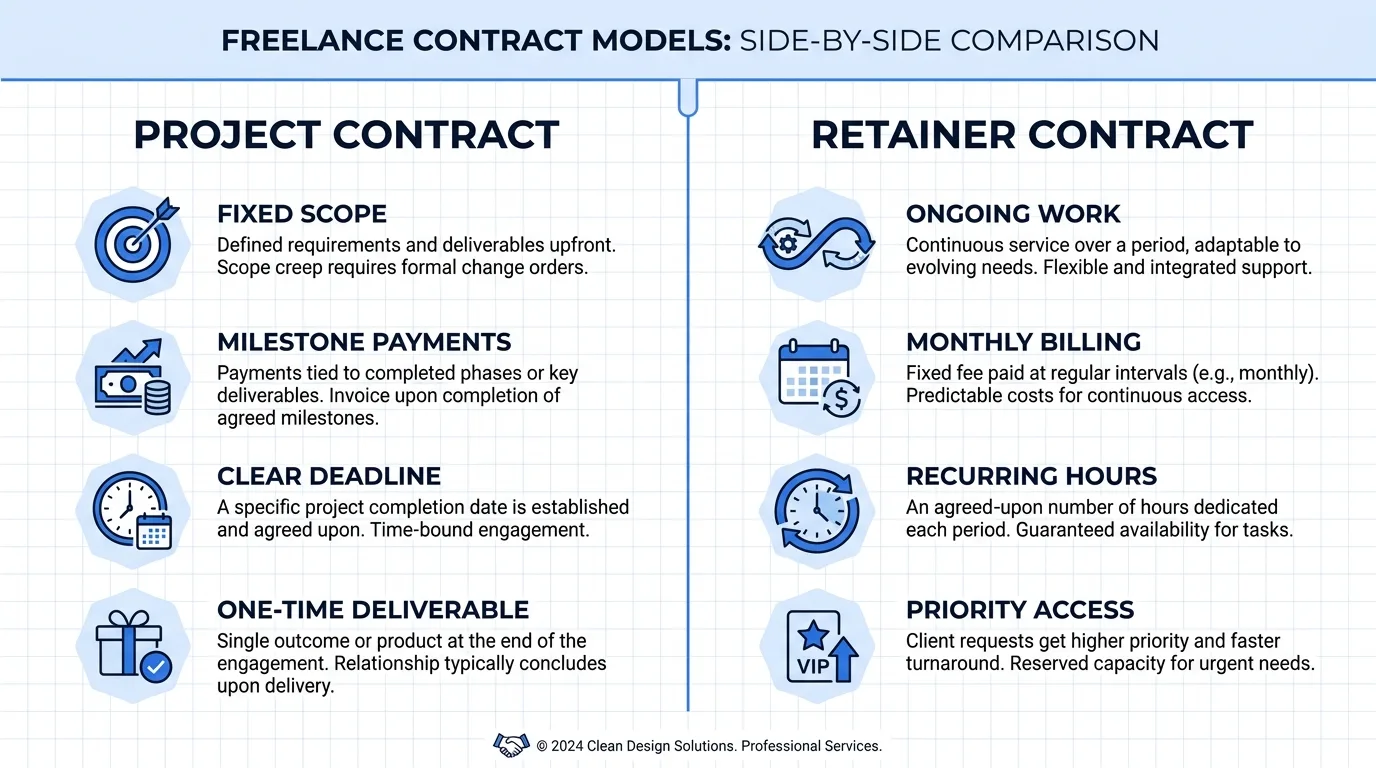 Project vs retainer contract comparison