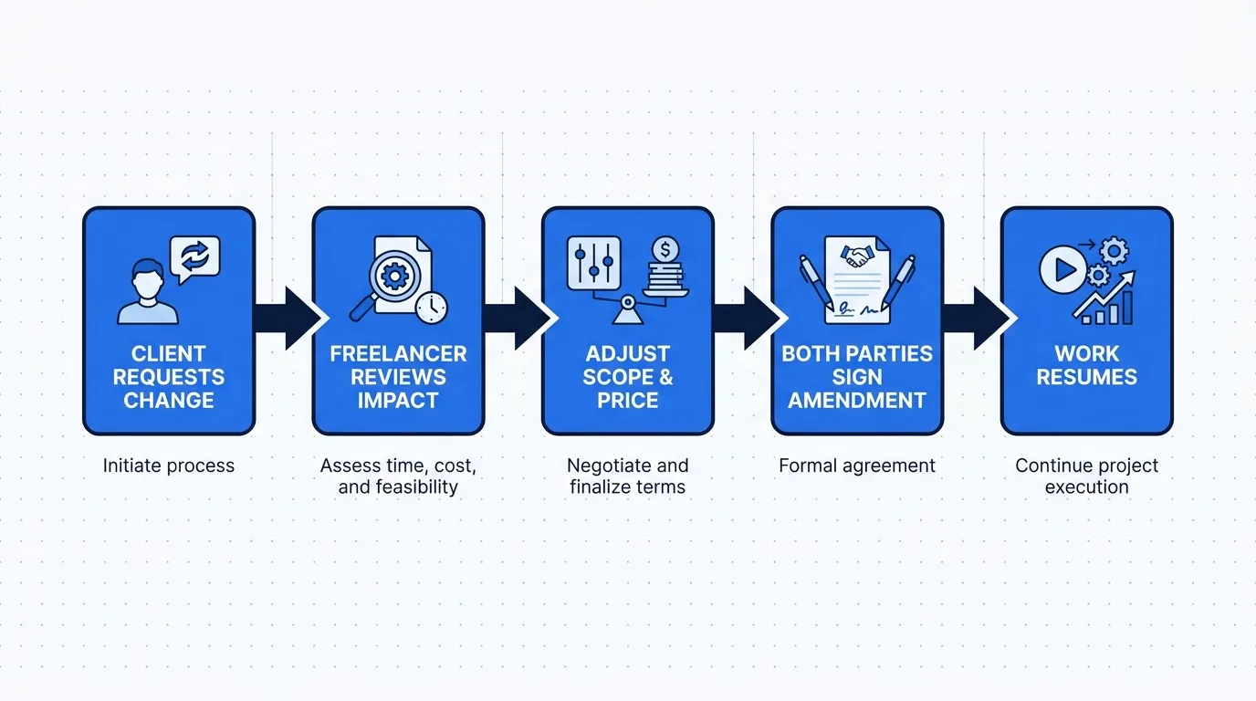 Change order workflow for freelance contracts