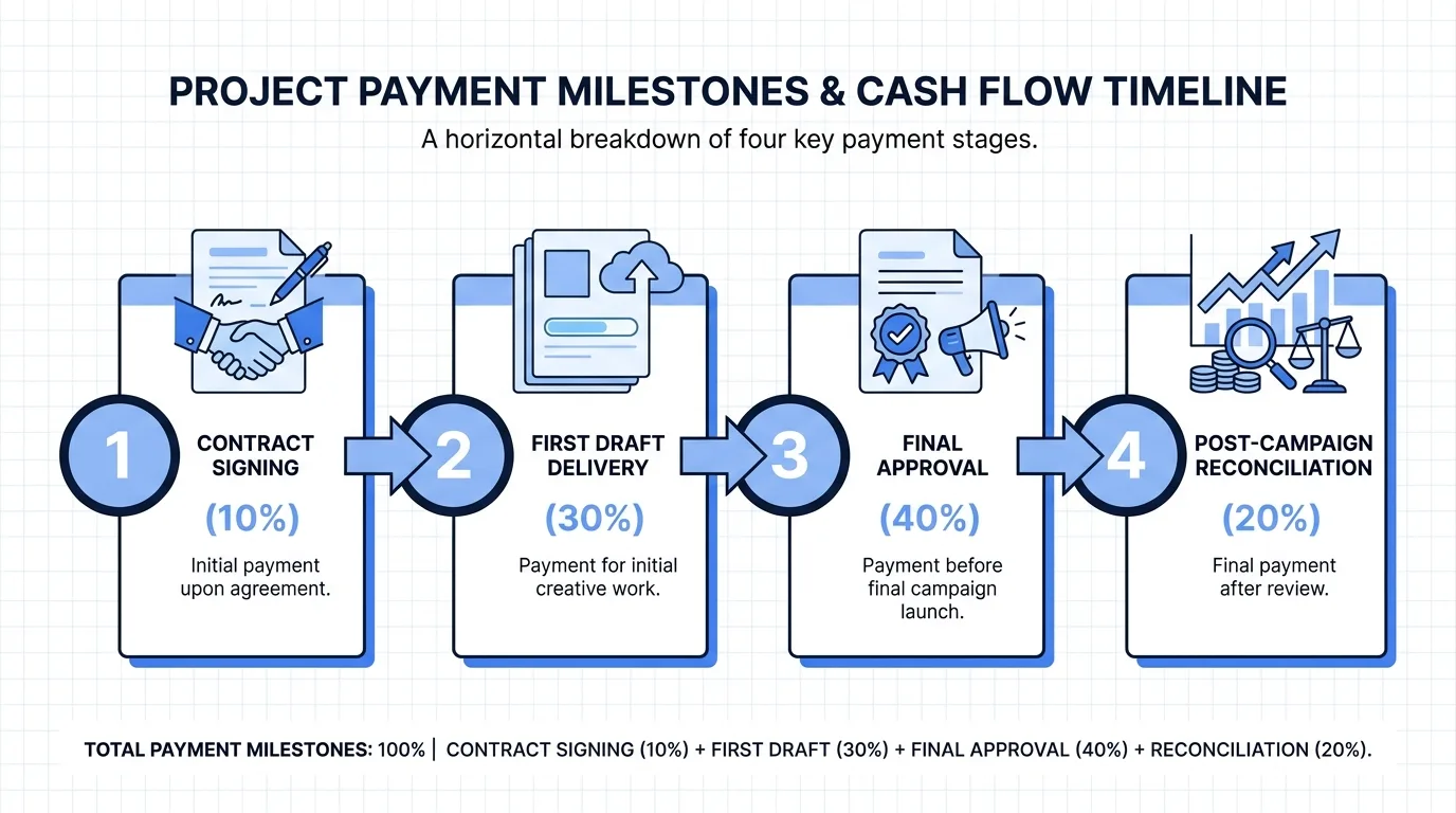 UGC payment milestone workflow