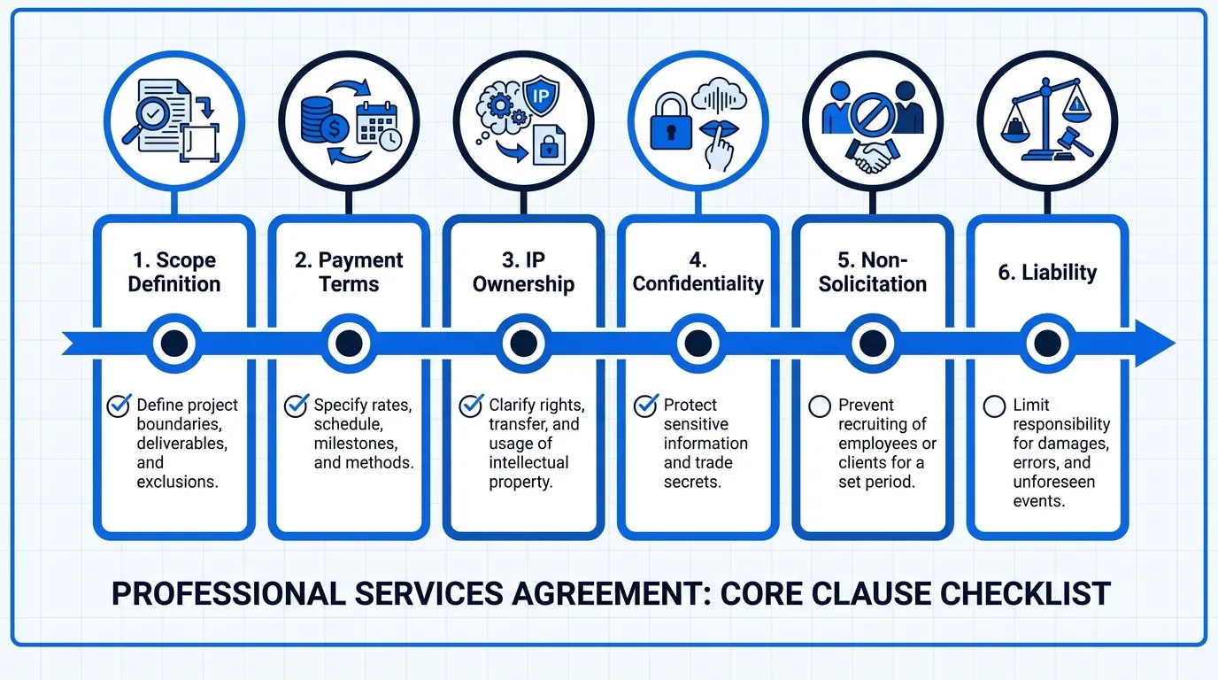 White-label subcontractor agreement clauses infographic